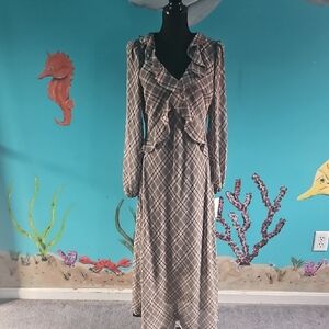 Plaid Long Sleeve Maxi Dress By Taylor